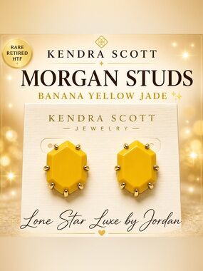 Kendra Scott Morgan Studs Banana Yellow Jade Gold HTF Retired Prototype Luxe
